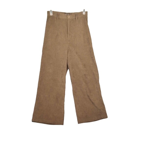 Nasty Gal Pants Woman's 4 Corduroy Wide Leg High Rise Zip Tan Gorp Boho Chic - Picture 1 of 7